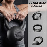 Everfit 16kg Cast Iron Kettlebell Powder Coating Flat Bottom Home Gym