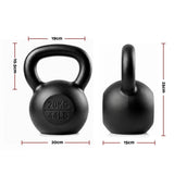 Everfit 20kg Cast Iron Kettlebell Powder Coating Flat Bottom Home Gym