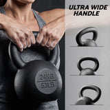 Everfit 24kg Cast Iron Kettlebell Powder Coating Flat Bottom Home Gym