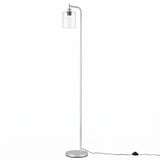 Artiss Floor Lamp Modern Industrial Standing Light with Clear Glass Shade, Silver Metal Tall Lamp for Living Room, Bedroom & Office, Anti-Tipping Weighted Base & Foot Switch (Bulb Not Included)