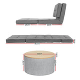 Artiss Recliner Adjustable Floor Chaise Lounge & Ottoman Foot Rest Grey Set
