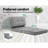 Artiss Recliner Adjustable Floor Chaise Lounge & Ottoman Foot Rest Grey Set