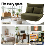 Artiss Floor Lounge Sofa Bed Foldable 2 Seater Green