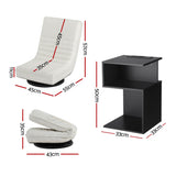 Artiss Swivel Floor Chair and Bedside Table with Charging Station Set