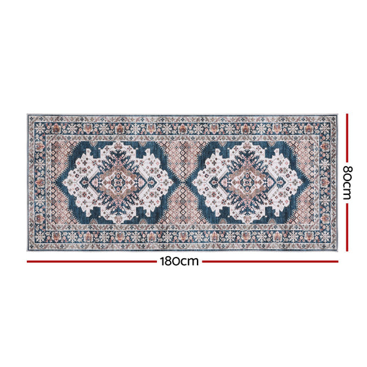 Artiss 80 x 180 cm Washable Runner Area Rug No Hard Glue Quilt-Like Soft for Home Decor, 0.5cm Ultra-Thin Pet Friendly Bohemian Medallion Bedroom Carpet