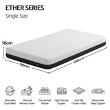 Giselle 18cm Single Memory Foam Mattress Dual Feel Reversible Charcoal Foam
