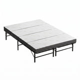 Giselle Double Folding Bed with Mattress 4 Fold Metal Frame Guest Bed Bamboo Cover