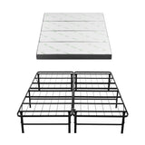 Giselle Double Folding Bed with Mattress 4 Fold Metal Frame Guest Bed Bamboo Cover
