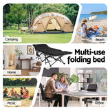 Artiss Folding Bed With Mattress Heavy Duty Black 185CM