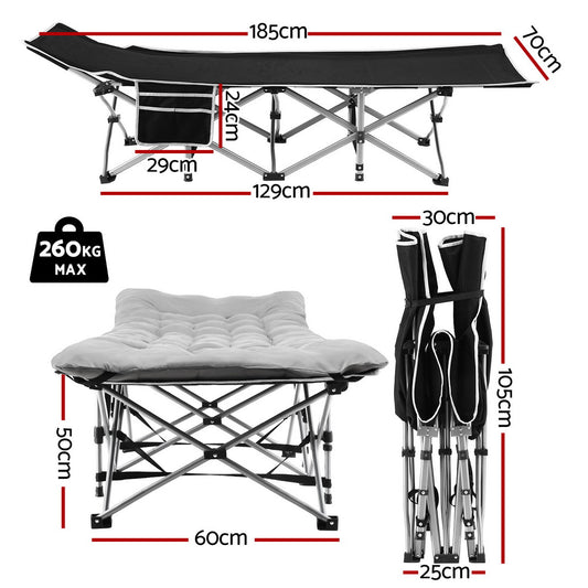 Artiss Folding Bed With Mattress Heavy Duty Grey 185CM