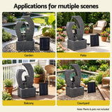 Gardeon Solar Fountain 5 Levels Cascading Water Feature Resin 50cm Black