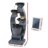 Gardeon Solar Fountain Water Feature Outdoor Fountain Indoor 4-Tier Bowl Cascading Grey