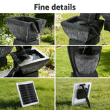 Gardeon Solar Fountain Water Feature Outdoor Fountain Indoor 5-Tier Bowl Cascading Grey