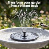 Gardeon Solar Fountain Pump Bird Bath Water Feature 17cm 165L/h Flow Black