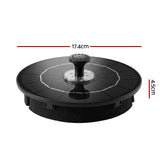 Gardeon Solar Fountain Pump Bird Bath LED Lights 165 L/h Flow 17cm Black
