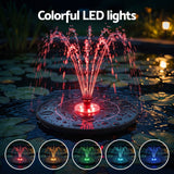 Gardeon Solar Fountain Pump Bird Bath LED Lights 165 L/h Flow 17cm Black