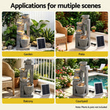 Gardeon Solar Fountains Water Features Cascading Design Polyresin 80cm Grey