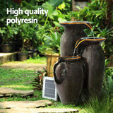 Gardeon Solar Fountain Water Fountain Feature Cascading Fountain LED Lights 76CM Grey