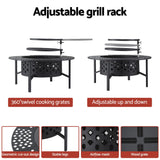 Grillz Fire Pit BBQ Charcoal Smoker Portable Mesh Pits Outdoor Camping Fireplace