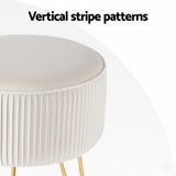 Artiss Ottoman Foot Stool Vanity Velvet Round White