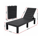 Gardeon 2X Foldable Sun Lounges Outdoor Recliner Patio Beach Chair Slatted Black