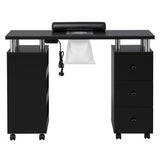 Artiss Manicure Table Nail Desk with Built-in Dust Collector Beauty Salon Station Drawers Shelves Wrist Cushion Wheels Black