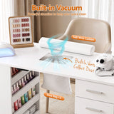 Artiss Manicure Table Nail Desk with Built-in Dust Collector Beauty Salon Station Drawers Shelves Wrist Cushion White