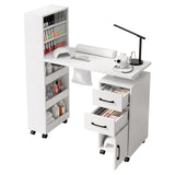 Artiss Manicure Table Nail Desk with Built-in Dust Collector Beauty Salon Station Drawers Shelves Wrist Cushion White