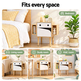 Artiss Bedside Table with Drawer Robot Design for Kids' Room Bedroom Pine
