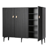 Artiss Shoe Cabinet Fluted Style 25 Pairs Shoe Storage Cupboard Black