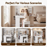 Artiss Dressing Table Vanity Desk Set Stool LED Charging Station White