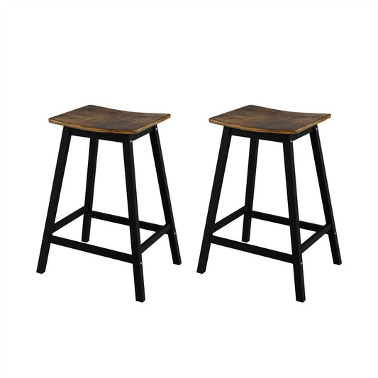 Artiss Bar Stools Set of 2 Kitchen Counter Stools Wooden Industrial Rustic Brown