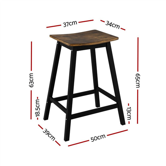 Artiss Bar Stools Set of 2 Kitchen Counter Stools Wooden Industrial Rustic Brown