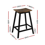 Artiss Bar Stools Set of 2 Kitchen Counter Stools Wooden Industrial Rustic Brown