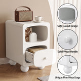 Artiss Bedside Table Storage Drawer Shelf Pine Wood Legs White