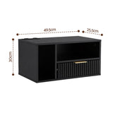 Artiss Floating Bedside Table with Charging Station Black Nightstand 1 Drawer