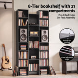 Artiss Bookshelf Display Shelves CD DVD Storage Rack Tall Bookcase Black