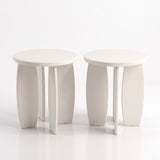 Artiss Round End Table Set Of 2 High-Gloss Coffee Table Bedside Nightstand 40x45cm Cream white