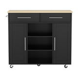 Artiss Kitchen Island Trolley Rolling Serving Cart Storage Drawer Cabinet 100cm Black