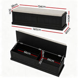 Artiss Storage Ottoman Blanket Box 140cm Fluted Black