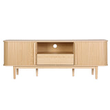 Artiss 160cm TV Unit Storage Drawer Curved Edge Sliding Fluted Style Door Pine