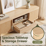 Artiss 160cm TV Unit Storage Drawer Curved Edge Sliding Fluted Style Door Pine
