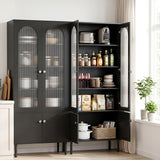 Artiss 2x Buffet Sideboard Cabinet Pantry 5-Tier Storage Cupboard Fluted Black