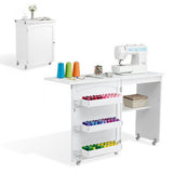 Artiss Folding Sewing Table Sewing Machine Desk Multi-functional Rolling Work Table Craft Station
