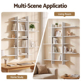 Artiss 15-Section Wall Mounted Display Shelf, Floating Bookshelf for Books and Decor, Extra Thick E1 PB Board for Home Study and Living Room, 116 x 18 x 129 cm