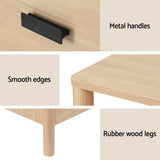 Artiss Bedside Table Nightstand 2 Drawers - Pine