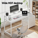 Artiss Computer Desk Home Office Study Table Desks w/Drawers Open Shelf White 160CM