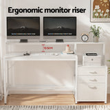 Artiss Computer Desk Home Office Study Table Desks w/Drawers Open Shelf White 160CM
