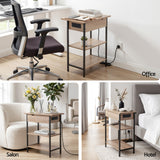 Artiss Coffee Table Side Bedside End Table Charging Station Flip-Top Storage 60cm Wood