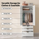 Artiss Wardrobe Cabinet Bedroom Clothes Storage Organiser Cupboard 3 Drawers Shelf Hanging Rod